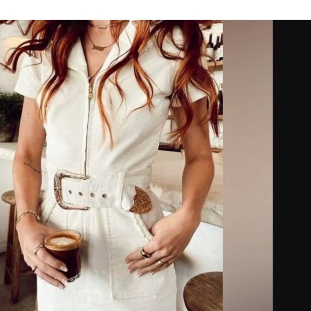 Show Me Your MuMu White Midi Dress with Statement Belt